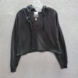 Victoria's Secret Women Sweatshirt Small Black Crop Cardigan V Neck